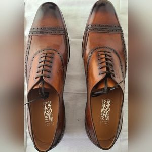 Salvatore Ferragamo Tramezza Special Edition Antique Cognac Men's US 14 D